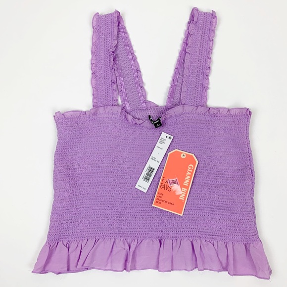 Gianni Bini Megan Lilac Purple Smocked Crop Top - Picture 4 of 5